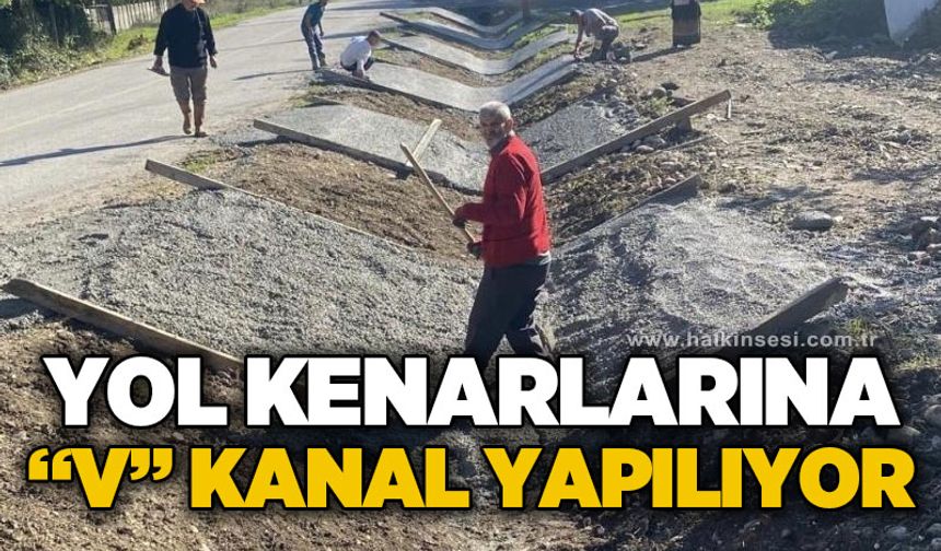 Köy yollarına "V" kanal yapılıyor