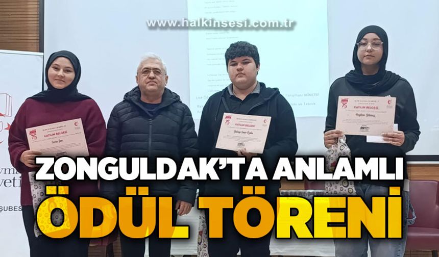 Zonguldak'ta anlamlı ödül töreni