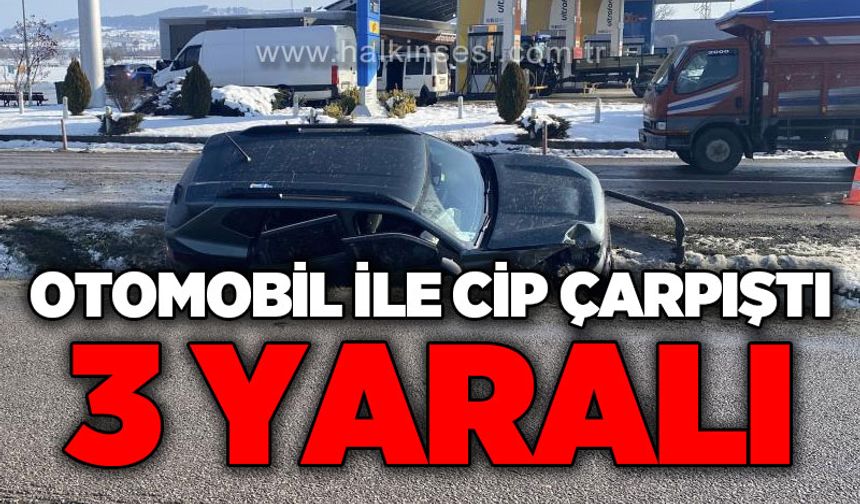 Otomobil ile cip çarpıştı: 3 yaralı