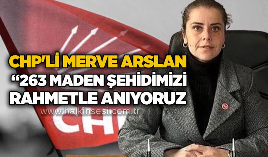 CHP'li Merve Arslan: “263 maden şehidimizi rahmetle anıyoruz...