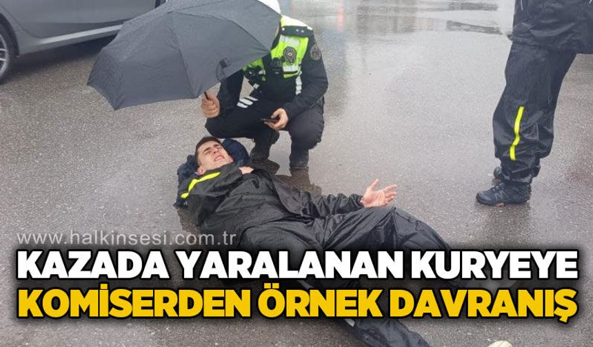 Yaralı kuryeye komiserden örnek davranış