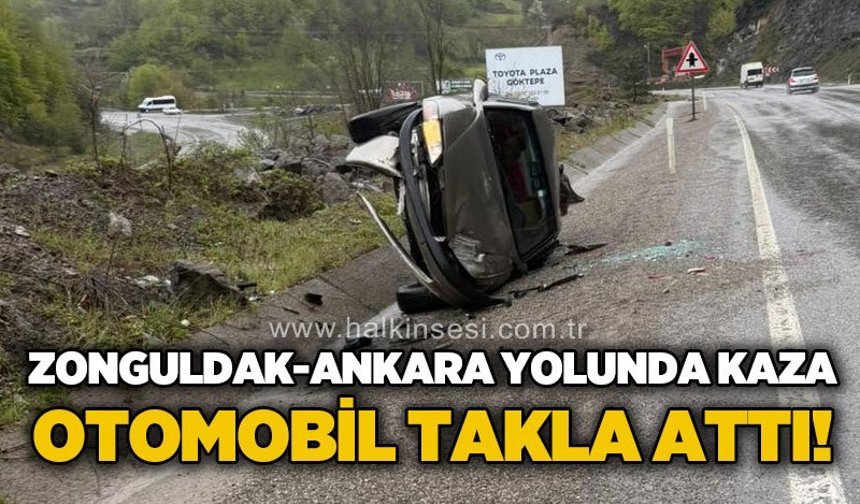 Zonguldak - Ankara yolunda trafik kazası: Otomobil takla attı!