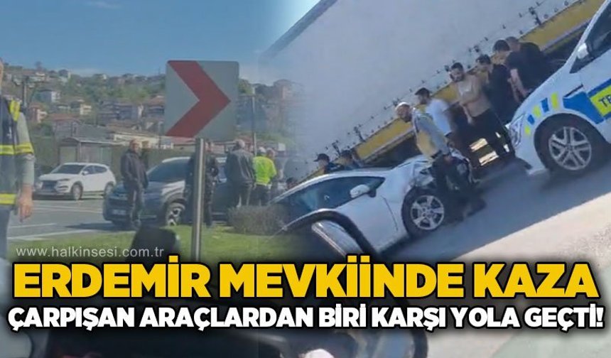 Ereğli Demir Çelik Fabrikası mevkiinde kaza: Çarpışan araçlardan biri karşı yola geçti!
