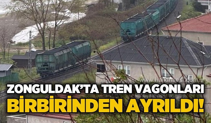 Zonguldak'ta yük treninin vagonu birbirinden ayrıldı!