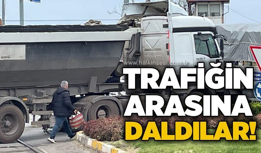 Trafiğin arasına daldılar