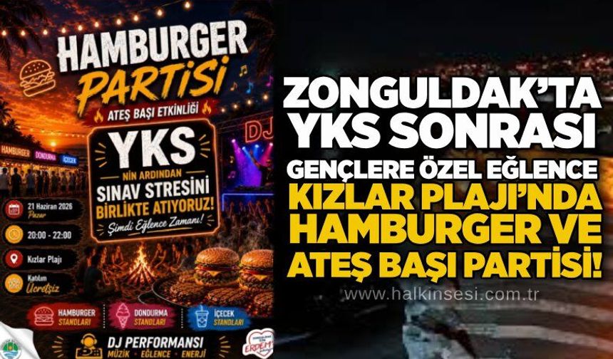 Zonguldak’ta YKS sonrası gençlere özel eğlence: Kızlar Plajı’nda hamburger ve ateş başı partisi!