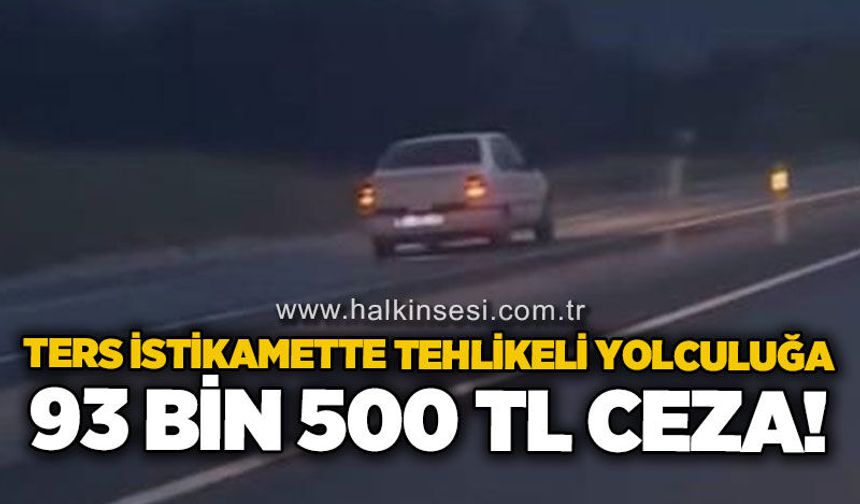 Ters istikametteki tehlikeli yolculuğa 93 bin 500 TL ceza kesildi