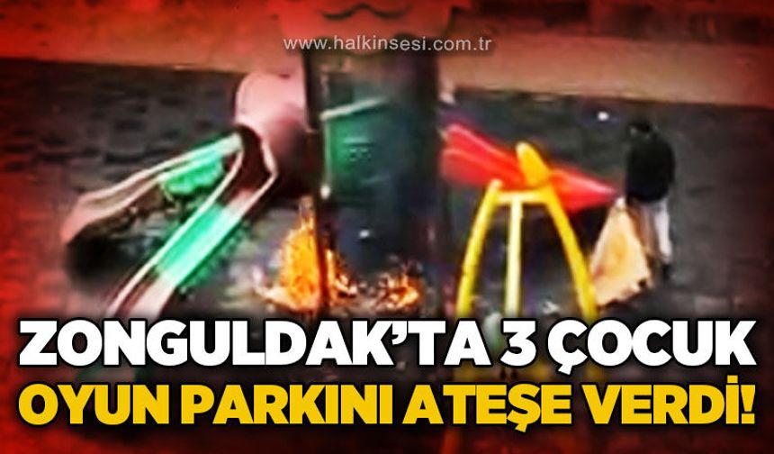Zonguldak'ta çocuk parkında şaşkına çeviren olay: Kaydırağı ateşe verdiler