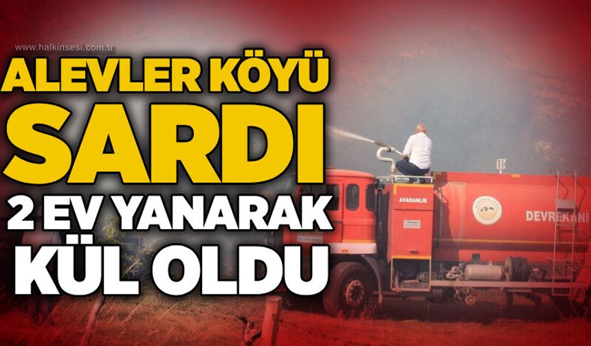 Alevler köyü sardı: 2 ev yanarak kül oldu