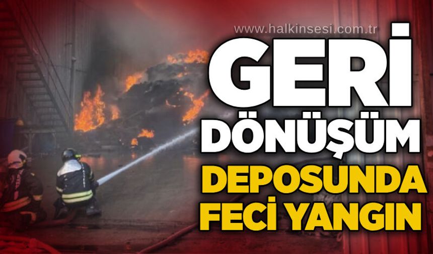 Geri dönüşüm deposunda feci yangın