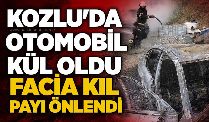 Kozlu'da otomobil kül oldu: Facia kıl payı önlendi