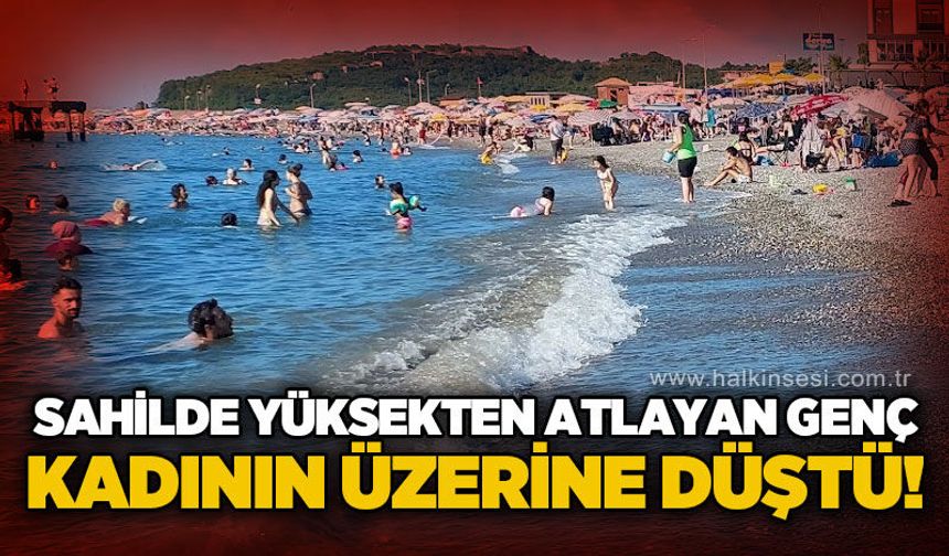 Denizde yüksekten atlayan genç kadının üzerine düştü!