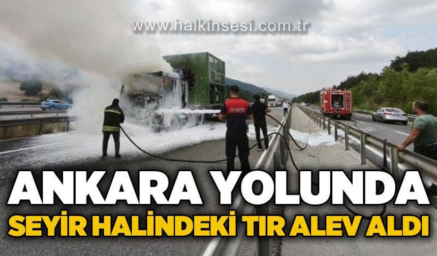 Ankara yolunda seyir halinde olan tır alev aldı