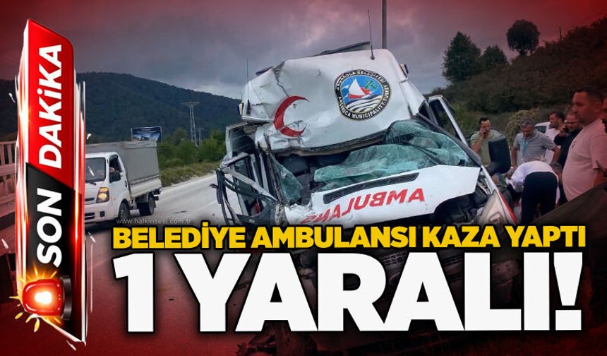 Belediye ambulansı kaza yaptı: Şoför yaralandı!
