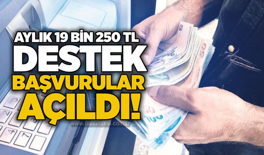 Aylık 19 bin 250 TL destek: Başvurular açıldı!