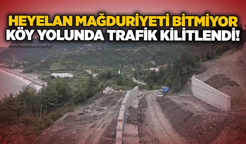 Heyelan mağduriyeti bitmiyor: 5 kilometrelik köy yolunda trafik kilitlendi!