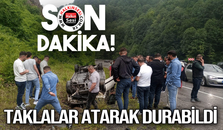 Zonguldak'ta otomobil taklalar atarak durabildi