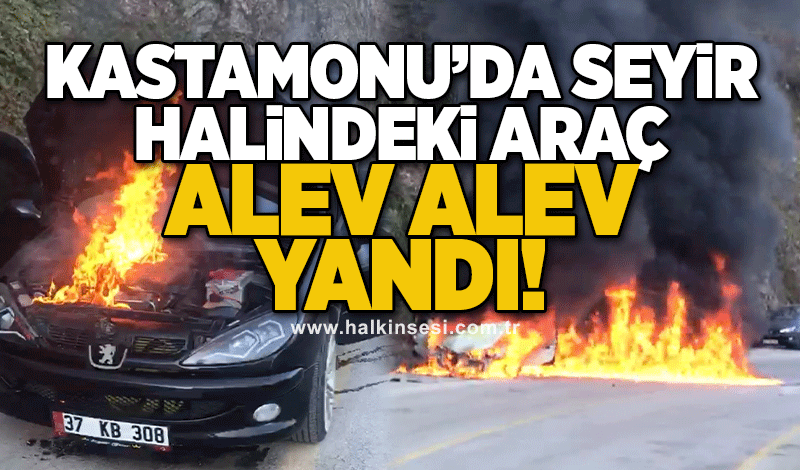 Kastamonu'da seyir halindeki araç alev alev yandı!