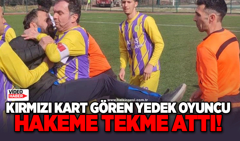 Kırmızı kart gören yedek oyuncu hakeme tekme attı