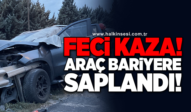 Araç bariyere saplandı!