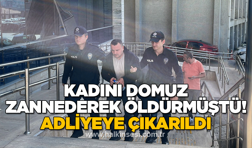 Kadını domuz zannederek öldürmüştü, adliyeye çıkarıldı