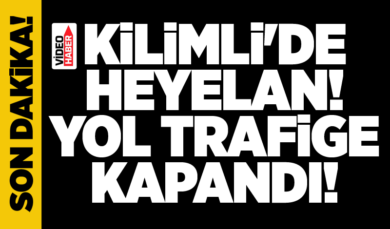 Kilimli'de heyelan: Yol trafiğe kapandı! O anlar kamerada