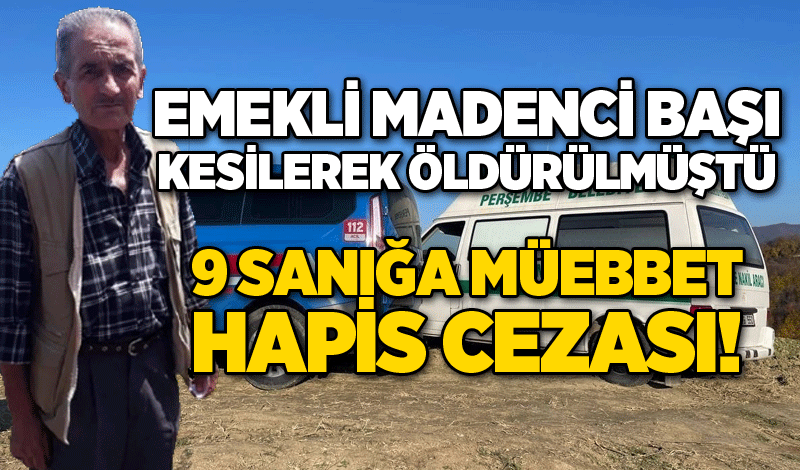 Emekli madencinin başının kesilerek öldürüldüğü olayda 9 sanığa ağırlaştırılmış müebbet talebi