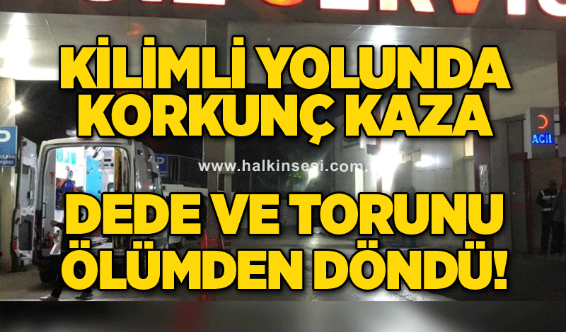 Kilimli yolunda korkunç kaza: Dede ve torunu ölümden döndü!