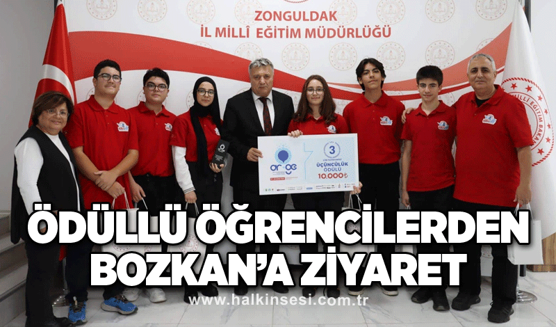 Ödüllü öğrencilerden Bozkan’a ziyaret