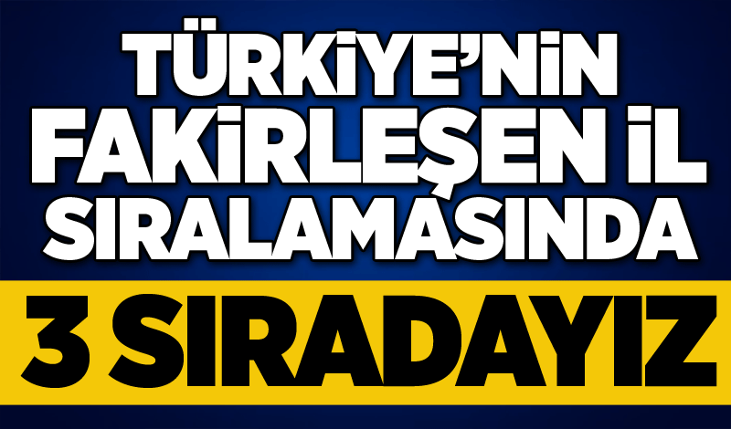 Türkiye’nin fakirleşen il sıralamasında 3 sıradayız