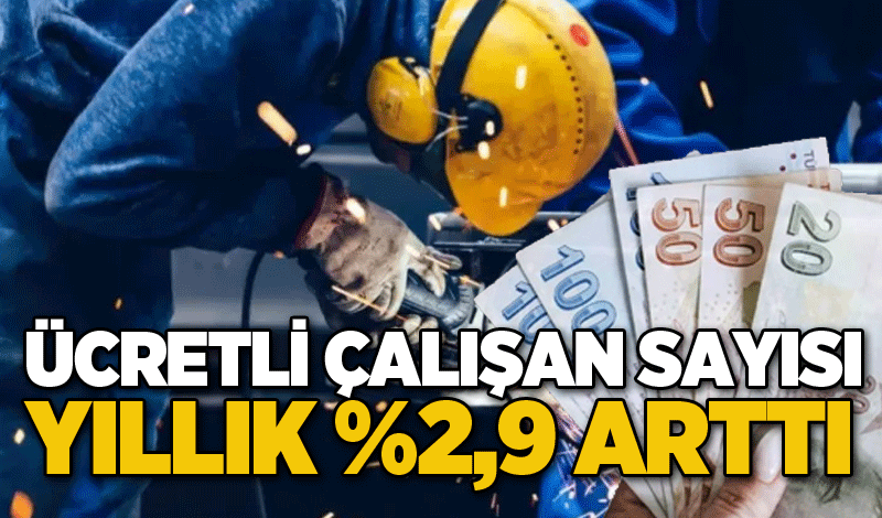 Ücretli çalışan sayısı yıllık %2,9 arttı