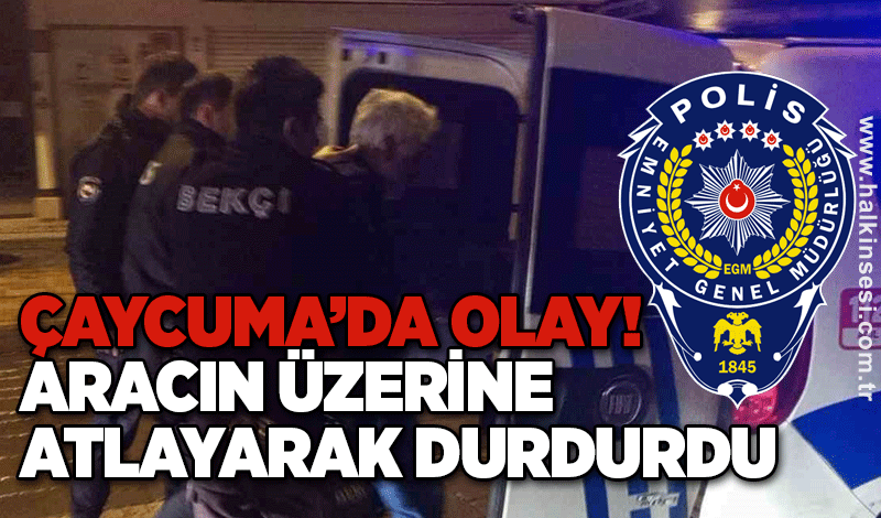 Polis alkollü sürücüyü aracın üzerine atlayarak durdurdu