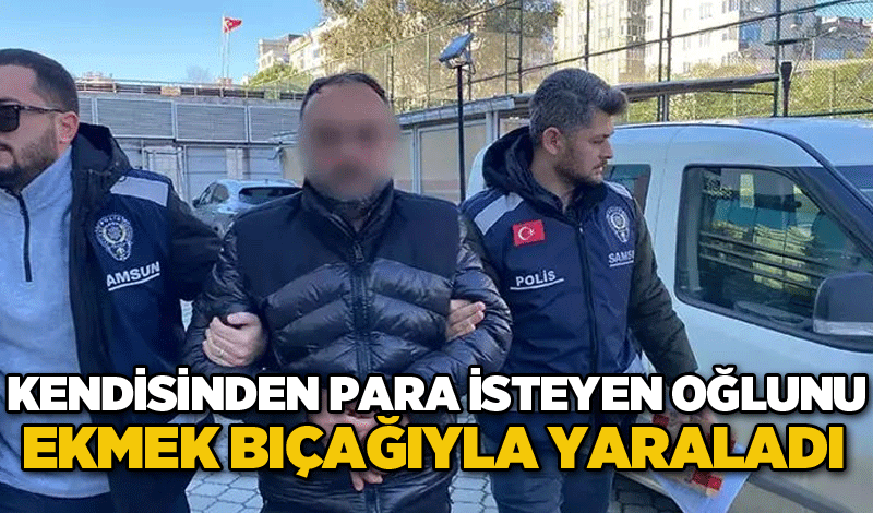 Kendisinden para isteyen oğlunu ekmek bıçağıyla yaraladı