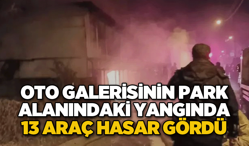 Oto galerisinin park alanındaki yangında 13 araç hasar gördü