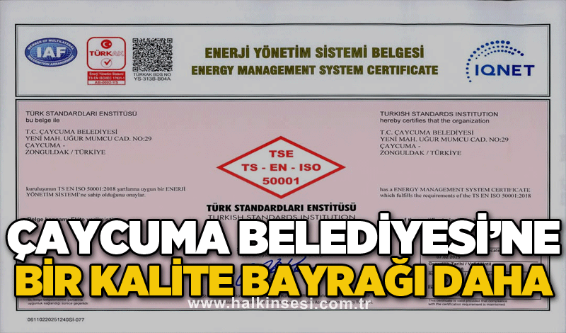 Çaycuma Belediyesi’ne Bir Kalite Bayrağı Daha