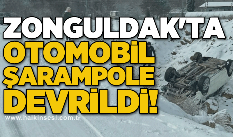 Zonguldak'ta otomobil şarampole devrildi!