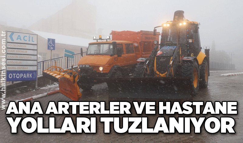 Ana arterler ve hastane yolları tuzlanıyor