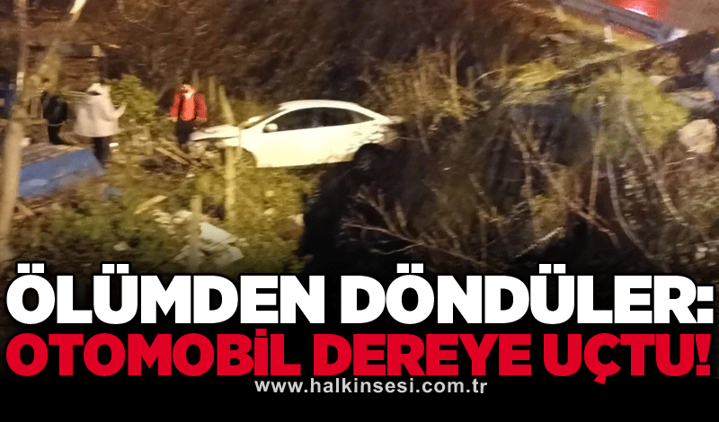 Ölümden döndüler: Otomobil dereye uçtu!