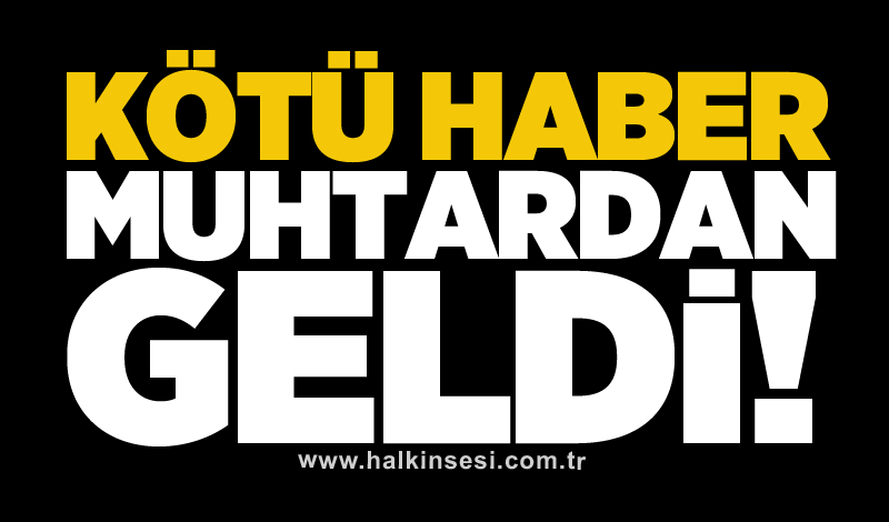 Kötü haber muhtardan geldi!