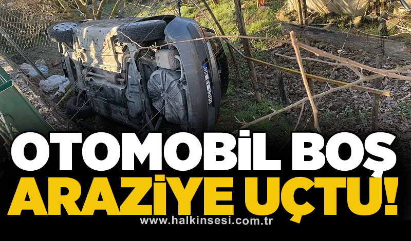 Otomobil boş araziye uçtu!