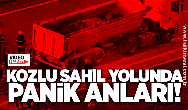 Kozlu sahil yolunda panik anları: TIR alev aldı!