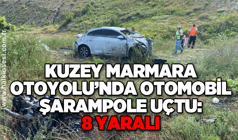 Kuzey Marmara Otoyolu’nda otomobil şarampole uçtu: 8 yaralı