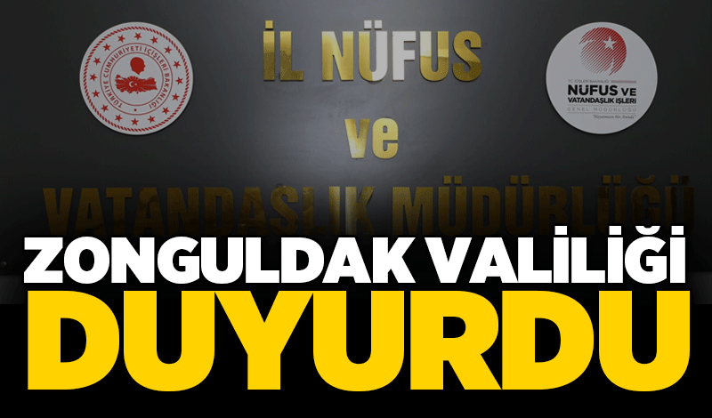 Zonguldak Valiliği duyurdu