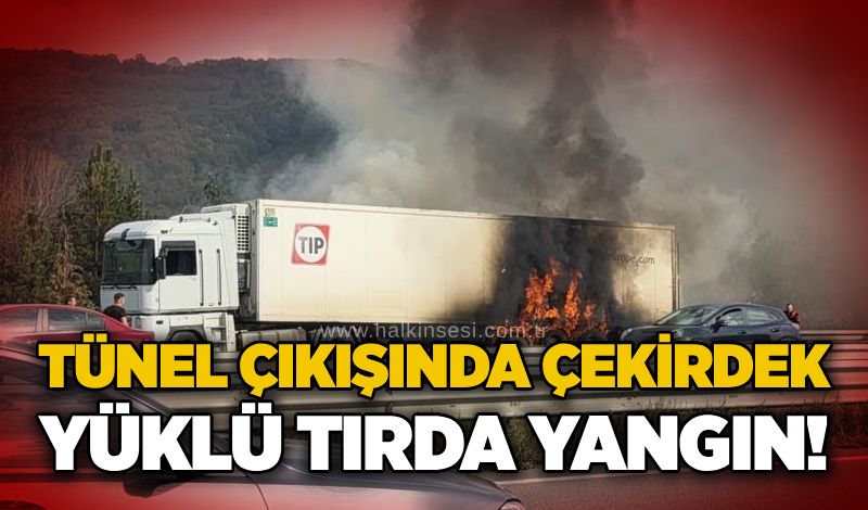 Tünel çıkışında çekirdek yüklü tırda yangın!