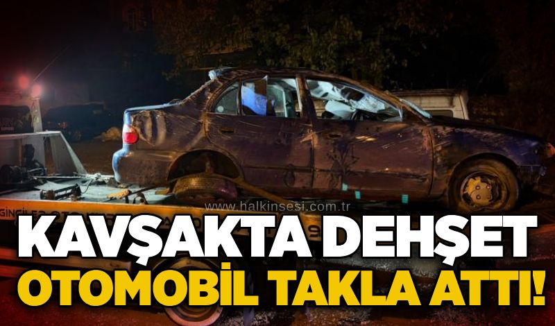 Kavşakta dehşet: Otomobil takla attı!